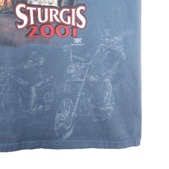 Vintage Sturgis T Shirt Mens Size Large Blue Y2K 2001 All Over Print Black Hills - Picture 6 of 9